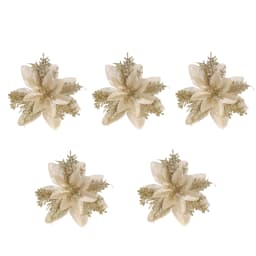 5/10pcs Christmas Flowers Christmas Tree Decorations for Home Fake Glitter Artifical Flowers Xmas Ornaments New Year Decorations