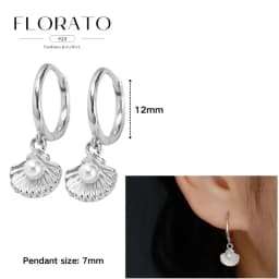 925 Sterling Silver ear needles Animal Butterfly/Elephant/Shell Pendant Hoop Earrings For Women Fashion Jewelry Accessories