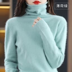 Autumn and Winter 2022 Women's High Neck Pullover 100% Pure Mink Cashmere Sweater Knitted Soft Fashion Women's Clothing