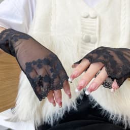 New Mesh Flower Sunscreen Mittens Touch Screen Breathable Printing Half Finger Gloves Party Summer Lace Gloves