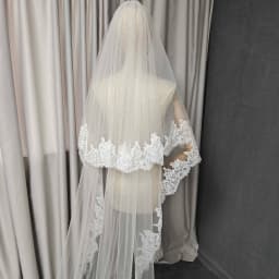 Customized 2 Layers Wedding Veil with Eyelash Lace, 1.5m/2m/2.5m/3m Bridal Veil with Blusher, 2T Eyelash Lace Veil