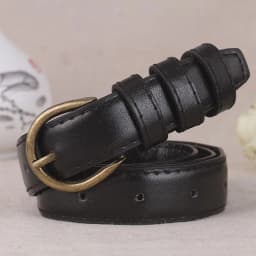 Black Wild Women Jeans Thin Belt Simple Silver Pin Buckle Pants Belts Female PU Leather Waist Strap Youth Students Waistband