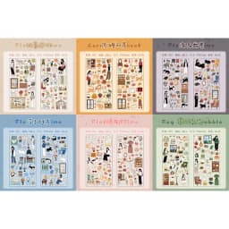 2sheets Creative Character Life Small Pattern PET Stickers DIY Diary Phone Case Scrapbook Aesthetics Stationery Stickers
