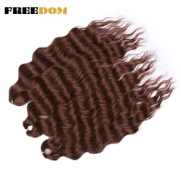 FREEDOM Synthetic Braiding Hair Extensions Deep Wavy 24 inch Long Curly Braids Hair Ombre Brown Rainbow Twist Crochet Hair