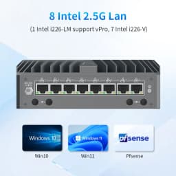 Topton Metal Firewall Mini PC 14th Gen Intel Core Ultra 5 125U 8*2.5G LAN VPro IoT AI Edge Industrial Computer Network Server
