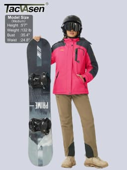 TACVASEN Winter Ski Snowboard Jacket Womens Waterproof Thermal Heavy Fleece Jackets Casual Work Rain Work Coat Windbreaker Parka