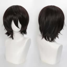 35cm Short Black Spiky Cosplay Wig Pre-Teased Crown Heat Resistant Synthetic Wig Layered Flipped-out Universal Anime Wig