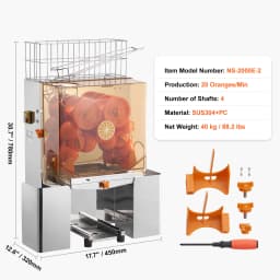 SucceBuy Commercial Orange Juicer Machine Automatic Juice Extractor Stainless Steel Orange Squeezer with Pull-Out Filter Box