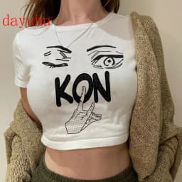 2000s Hip Hop Crop Top  Tshirt Manga Japanese Anime Jujutsu Kaisen T Shirt Gojo Satoru Tops Yuji Itadori Cropped Tees T-shirt