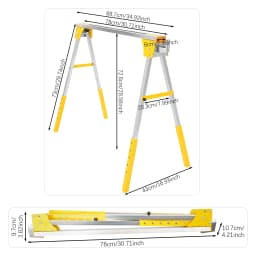 2Pcs Folding Saw Horse Chainsaw Mill Woodworking Station Adjustable Trestle 2645.55 lbs Max. Load Capacity Blue/Green/Yellow
