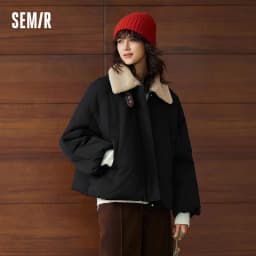 Semir Down Jacket Women Raglan Sleeve Removable Fur Collar 2026 New Winter Oversize Bud-Style Retro Outerwear Women's Clothing
