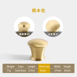 Pure Copper French Gold Wardrobe Handle Solid  Brass Cabinet Door Handle American Cabinet Door Drawer Gold Handle Brass