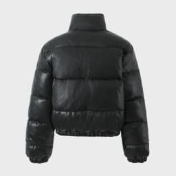 Korean Stand Collar Cropped Jacket Winter Coat Women's Clothing Trend Puffer Jackets Warm Streetwear Knit Patchwork Long Sleeve