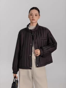 Winter White Duck Down Stand Collar Down Jacket Women Vertical Stripes Vertical Stripes Warm Jacket Female Quilted Parka Outwear