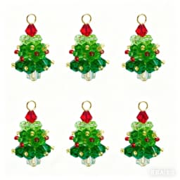 6PCS/SET Winter Christmas Tree Charms Beaded Crystal Glass Handmade Woven for Earrings and Necklace Diy Making Jewelry Gifts