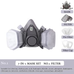 6200 Half Face Full Set Respirator Dust Gas Mask Dual Filtering Box For Chemical Painting Spraying Polishing Work Protection