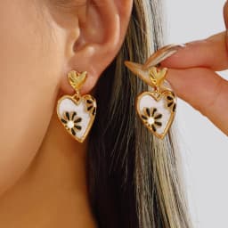 Korean Asymmetric Hollow Black Heart Dangle Earrings For Women Temperament Exaggerated Drop Earrings Party Jewelry