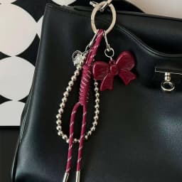 Cute Charm Bag Pendant Heart Angra Red Heart Bag Decor Bow Plush Weaving Rope DIY Bag Hanging Decoration Keychain Phone Ornament
