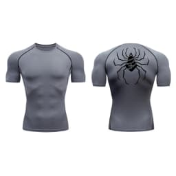 Spider Print Compression Shirts for Men Gym Workout Fitness Undershirts Short Sleeve Quick Dry Athletic T-Shirt Tops Sportswear