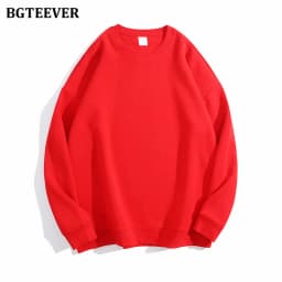 BGTEEVER Casual O-neck Loose Women Pullovers Spring Autumn Long Sleeve Basic Cotton Sweatshirts for Women