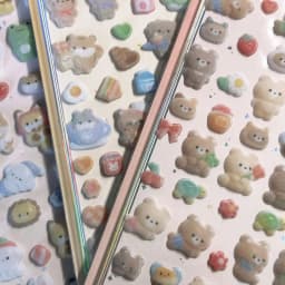 1 pc/6 pcs Cartoon Animals Flocked 3D Relief Stickers Journaling DIY Diary Cute Stationery Sticker Decor School Supplies