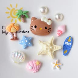 Summer Brown Hello Kitty Hawaiian Theme Starfish Shoe Charms Beach Clog Accessories Sandals Clip DIY Decor for Women Party Gift