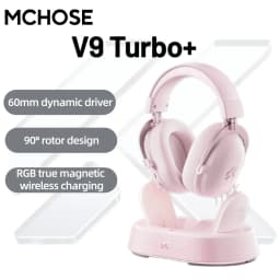 MCHOSE V9 Turbo+ 7.1 Surround Sound Magnetic Wireless Gaming Headset90° Swivel Ear Cups 60mm Low Latency RGB Magnetic Charging