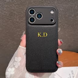 Personalized Luxury Customized Name 3D DIY Hot Engrave Faux Leather Phone Case For iPhone 17 16 15 14 13 Pro Max Plus Air