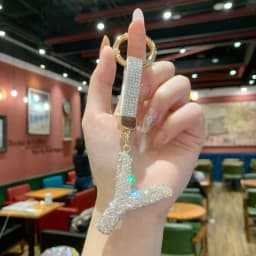 Full Rhinestone English Letter Keychain - Luxury Bag Charm & Car Key Ring, Elegant Small Gift