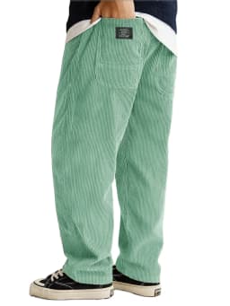 Autumn Winter Fashion Men's Solid Color Simple Basic Casual Trendy Loose Wide Leg Straight Corduroy Trousers Male Pants Clothes