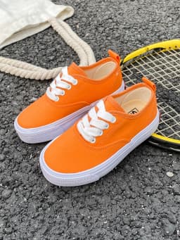 1059-1 Minimalist Style Solid Color Boys and Girls Low Top Children's Canvas Shoes Fluorescent Candy Baby Casual Board Shoes C