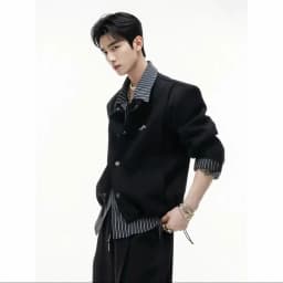 Korean Style Patchwork Shirt Hoodie Men's Spring American Cleanfit Jacket High-End Feeling Handsome Shirt Long Sleeve Striped