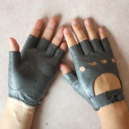 Leather Half-Finger Gloves Women's Fashion Thin Section Hollow Short Summer Outdoor Sports Cycling Car Driving