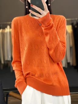 New Women Wool Blend Sweater Spring O-neck Geometric Hollow Pullover Fashion Soft Sweater Loose Casual Knit Base Tops