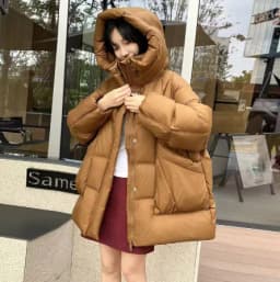 High-End Down Jacket Women 2026 Winter Thicken Cream Puff-Like Warm Hooded Loose White Duck Down Fashion Women Down jacket H575