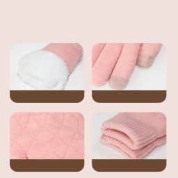 Touchscreen Gloves, Winter Thickened with Fleece, Warm and Cold-Proof, Suitable for Students Using Mobile Phones and Cycling, Knitted Wool Double-Layer Five-Finger Gloves