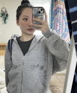 Street Sle Korean Version Simple Personali Rivet Zipper Casual Loose Matching Hoodie Jaet Unique SEI Women's Sweatirt