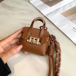 Mini Coin Purse Bag Pendant Cute Square Handbag Earphone PU Leather Creative Car Key Chain Pendant Decoration Multi-functional