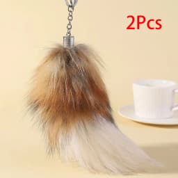 1Pcs Huge Real Fox Tail Keychain Tassel Bag Cosplay Toy Handbag Accessories Hook Pendant Halloween Cosplay
