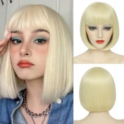 Rainbow Multi-Color Synthetic Wig for Daily Parties, Halloween Cosplay Wig, Bob Hairstyle Wig, Head Cover
