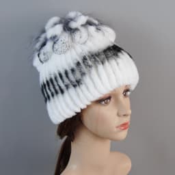 Real Rex Rabbit Fur Hat And Scarf Set Women Winter Knitted Beanie Hat Natural Fur Skullies Beanies Woman Hat Female Cap Elastic