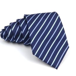 Men's Polyester 8cm Ties Vintage Navy Blue Striped Paisley Pattern Jacquard Weave Necktie Business Wedding Party Accessory Gift