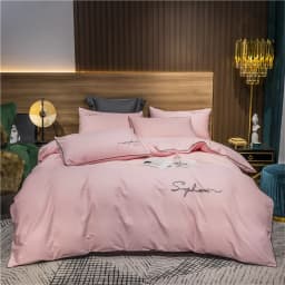 Svetanya Solid Cotton Embroidery Bed Linens Hotel Home Bedding Sets Sheet Pillowcase Duvet Cover Set