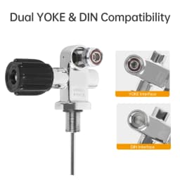 DIDEEP 3500Psi Scuba Diving Tank Valve,High Pressure DIN/YOKE Valve,Diving Cylinder Valve M18*1.5 Thread,Diving Tank Accessories