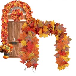 Thanksgiving Garlands 2PCS Artificial Fall Garland Maple Leaves 5.7ft Decorative Autumn Garland For Fireplace Door Frame Doorway