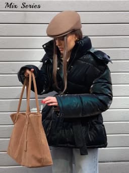 Fashion Glossy Padded Jacket Women's Solid Hooded Long Sleeve Zipper Warm Down Coat 2026 Autumn Winter New Lady Casual Outerwear