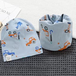 2024 New Cotton Children's Single-layer Hat Scarf 2-piece Set Spring Autumn Girls Hat Scarf Baby Boys Head Cover Kids Hat Set