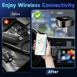Wireless CarPlay Android Auto Adapter, Mini USB Dongle Plug & Play - Convert Wired CarPlay/Android Auto to Wireless for VW Toyot