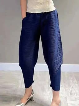 LANMREM Harem Pants For Women Elastic Waist Solid Color Pockets Pleated Trousers Female Casual Style 2023 Autumn New 2P2228