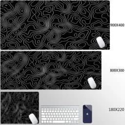 Liquid Mouse Pad Gaming Black And White Contour Lines Printon Demand Large HD Mousepad XXL Playmat Soft Carpet Laptop Mouse Mats
